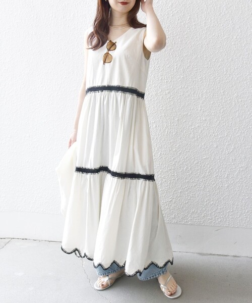 bon_meur ノースリーブワンピース ONE SIZE オフホワイト レディース