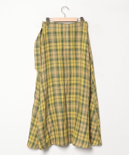 「O'NEIL of DUBLIN」 チェック柄フレアスカート 8 イエロー レディース_画像2