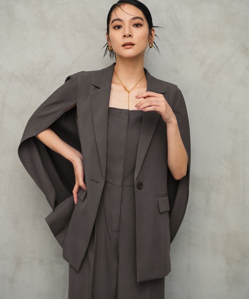 Flolia（フロリア） パンツドレス 洗える ケープジャケット