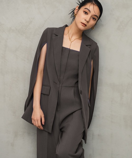 Flolia（フロリア） パンツドレス 洗える ケープジャケット