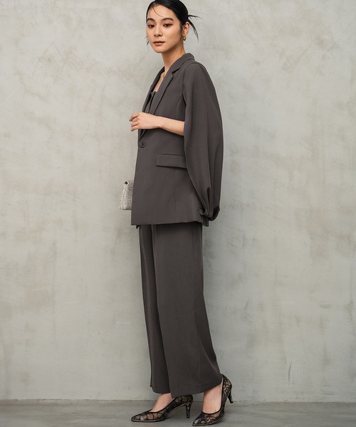 フロリア（Flolia）/【ストレッチ/洗える】スーツ セットアップ Flolia（フロリア） パンツドレス 洗える ケープジャケット