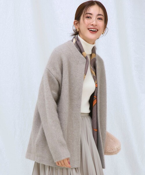 カーディガン 「見上愛さん着用」ラクーンブレンドダブルフェイス