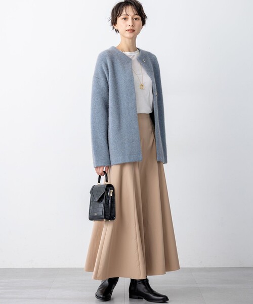 カーディガン 「見上愛さん着用」ラクーンブレンドダブルフェイス