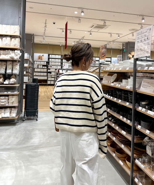 I-SOOK（アイスー） カーディガン ボーダーニットカーディガン(chiica