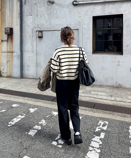 I-SOOK（アイスー） カーディガン ボーダーニットカーディガン(chiica