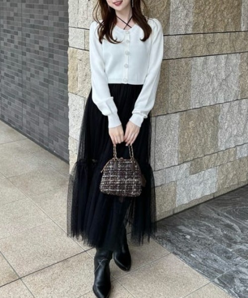 rienda（リエンダ） ワンピース ニットカーディガンセットドット