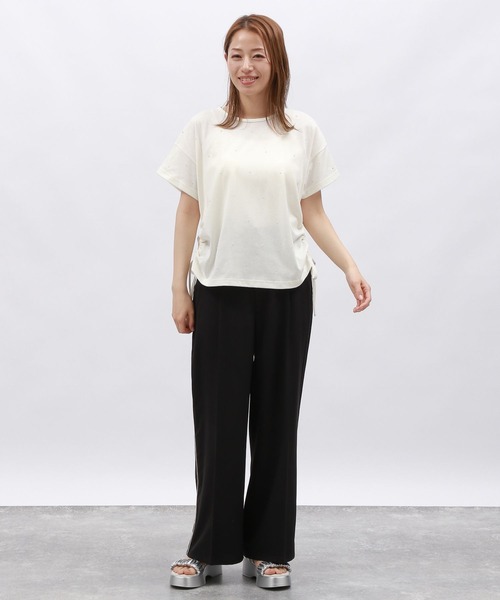 「LAKOLE」 半袖カットソー MEDIUM チャコール レディース_画像3