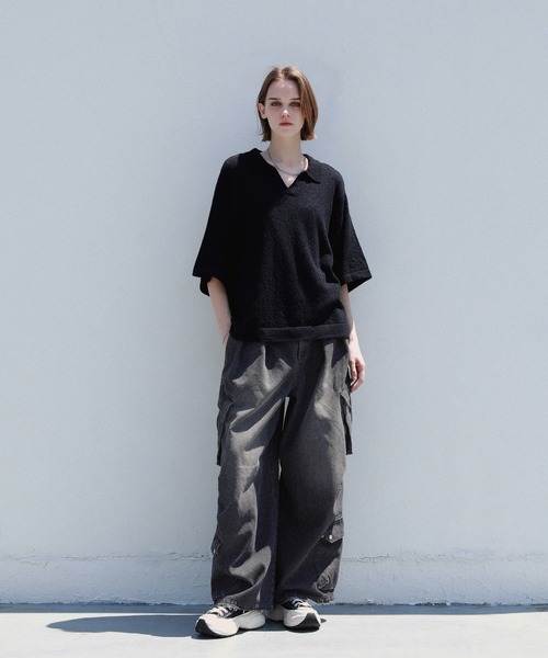 「ROCHEM」 半袖ニット S ブラック メンズ_画像8