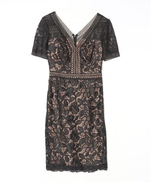 TADASHI SHOJI レースワンピース サイズ2 Tadashi Shoji 」 レース半袖ワンピース 2 ブラック レディース