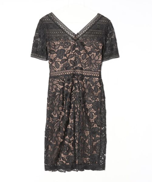 Tadashi Shoji 」 レース半袖ワンピース 2 ブラック レディース