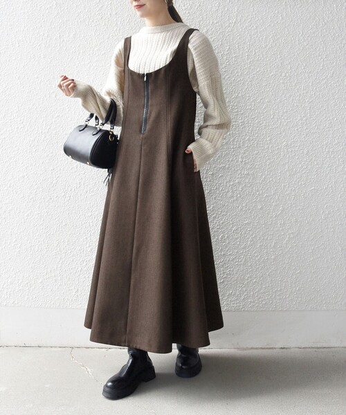 シップス エニィ（SHIPS any）/SHIPS any: ヘリンボーン パイピング フレア ジャンパースカート SHIPS any ジャンパースカート any: ヘリンボーン パイピング フレア