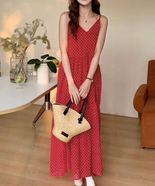 「DAY CLOSET」 キャミソールワンピース FREE レッド レディース_画像5