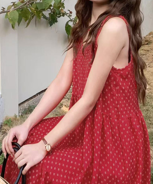 「DAY CLOSET」 キャミソールワンピース FREE レッド レディース_画像6