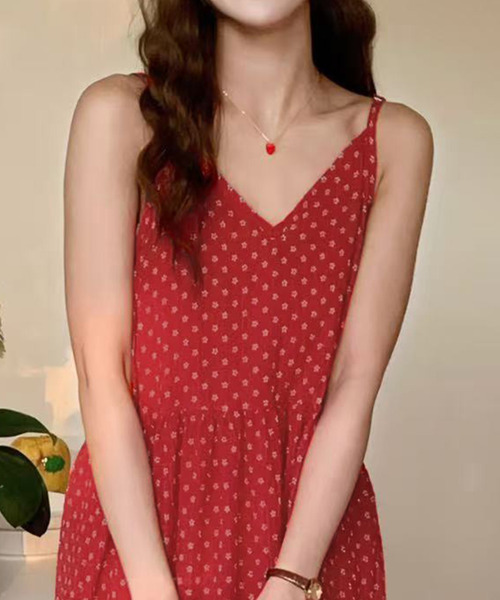 「DAY CLOSET」 キャミソールワンピース FREE レッド レディース_画像7