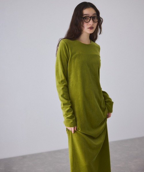 新品　ADAM ET ROPE’ベロア BOTANICAL DYED DRESS ADAM ET ROPE'（アダムエロペ） ワンピース ベロア BOTANICAL DYED
