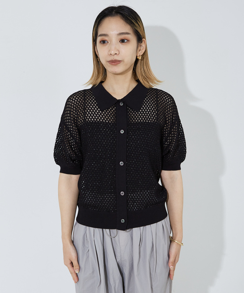 「NOMINE」 半袖ニット フリー ブラック レディース_画像3