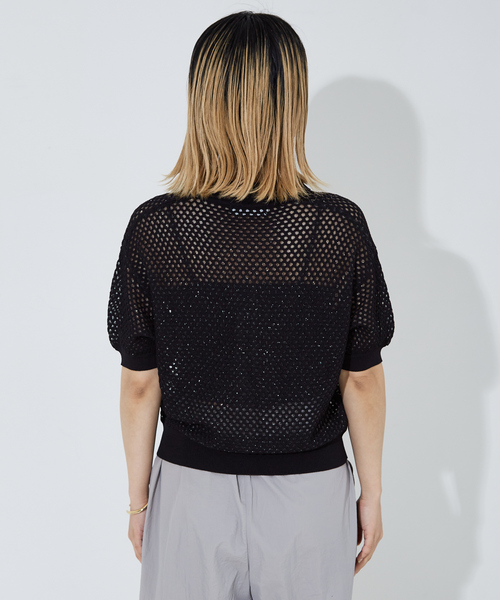 「NOMINE」 半袖ニット フリー ブラック レディース_画像5