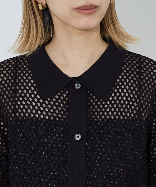 「NOMINE」 半袖ニット フリー ブラック レディース_画像6