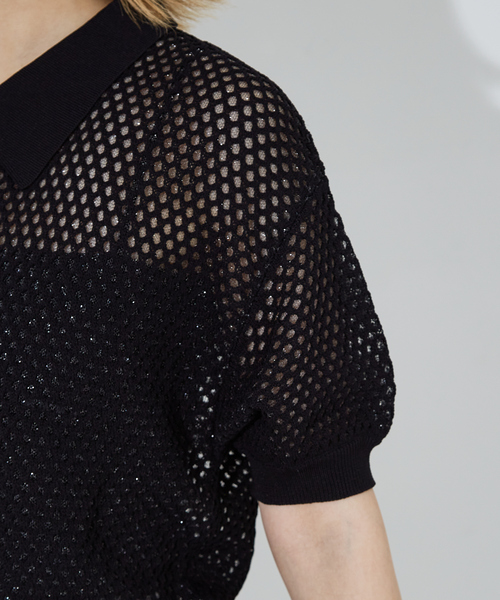 「NOMINE」 半袖ニット フリー ブラック レディース_画像7