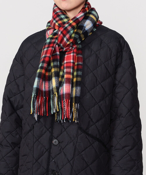 ジョシュア エリス 大判 マフラー ストール チェック マルチカラー カシミヤ Joshua Ellis（ジョシュアエリス） マフラー ストール | カシミヤ