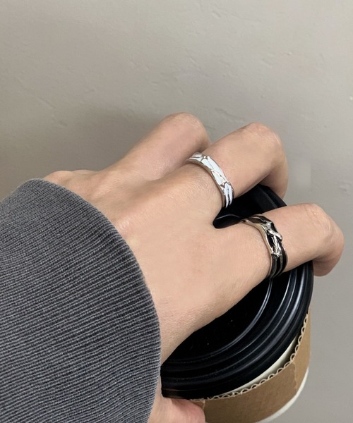 指輪 リング 「446633」ブラックデザインリング2点セット(RZ