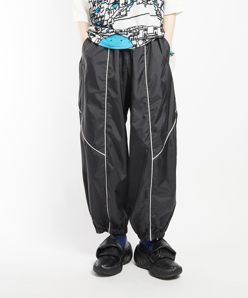 gomme（ゴム） ワイドパンツ パンツ ミックスタフタ サイドライン