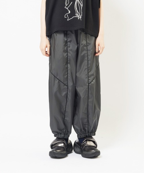 gomme（ゴム） ワイドパンツ パンツ ミックスタフタ サイドライン