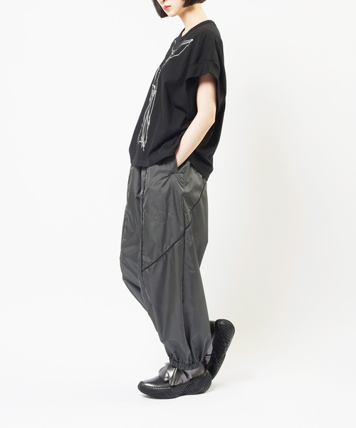 gomme（ゴム） ワイドパンツ パンツ ミックスタフタ サイドライン