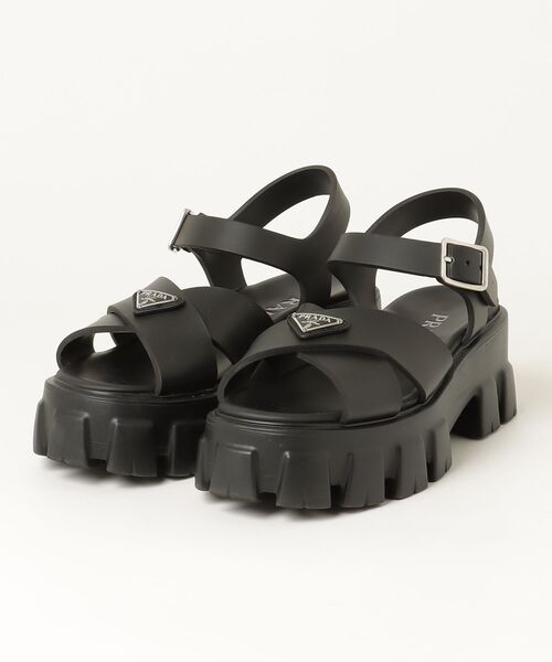 PRADA（プラダ） モノリス ラバー フラットサンダル 37 ブラック
