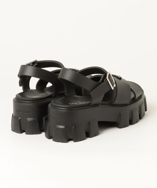 PRADA（プラダ） モノリス ラバー フラットサンダル 37 ブラック