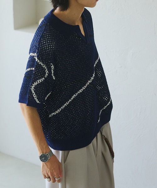 「epnok」 半袖ニット SMALL ブルー メンズ_画像2