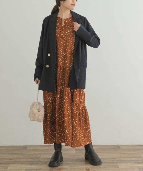 「F by ROSSO」 長袖ワンピース 36 キャメル レディース_画像3