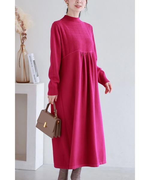 cawaii ワンピース 千鳥柄浮かぶウインターカラーニットワンピース