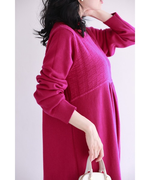 cawaii ワンピース 千鳥柄浮かぶウインターカラーニットワンピース