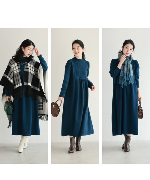 新作12月4日 千鳥柄浮かぶウインターカラーニットワンピース ワンピース  レディース ファッション 秋服 冬服 着回し 千鳥柄 体型カバー cawaii w61634ps  ピンク ネイビー 日常使い キレイめ シンプル ミセス 30代 40代 50代 cawaii ワンピース 千鳥柄浮かぶウインターカラーニットワンピース