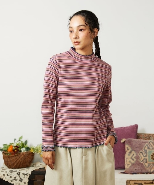 Jocomomola（ホコモモラ） tシャツ Dentado ボーダーハイネック