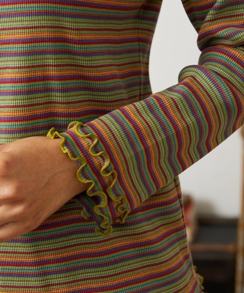 Jocomomola（ホコモモラ） tシャツ Dentado ボーダーハイネック