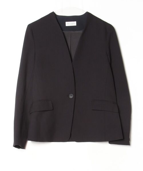 PLST ノーカラー ブラックジャケット PLST（プラステ） ノーカラージャケット S ブラック レディース