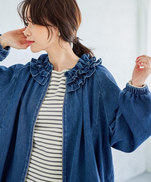 studio CLIP（スタディオクリップ） ブルゾン アウター フリルカラー甘