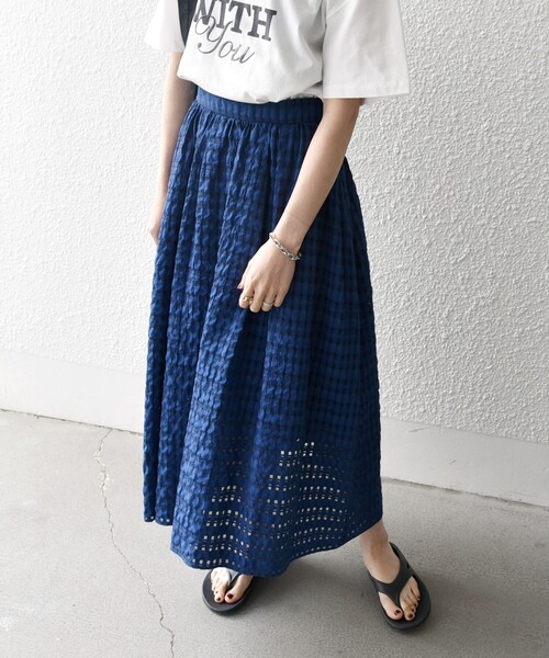 「SHIPS any」 フレアスカート ONE SIZE ブルー レディース_画像9