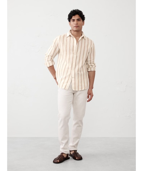 「BANANA REPUBLIC FACTORY STORE」 長袖シャツ L ベージュ メンズ_画像7