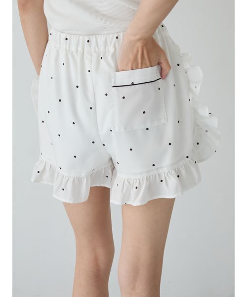 ジェラートピケ ドット柄シャツ＆フリルショートパンツ セットアップ gelato pique（ジェラートピケ） WhiteDay 3柄フリルショートパンツ