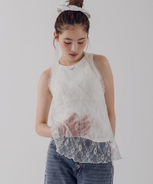 MUHET（ミュエータ） キャミソール lace halter neck camisole