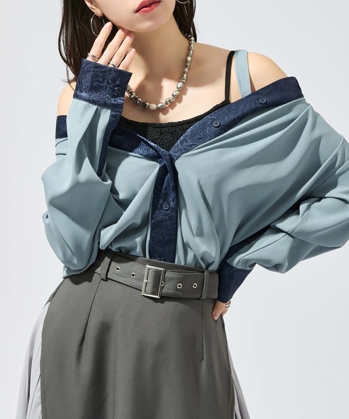 Ellno de Mavie（エルノデメヴィ） ブラウス シャツ 2wayジャガード 