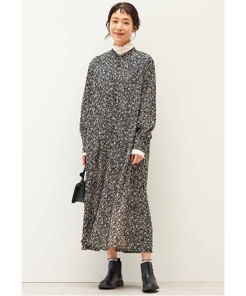 「Live in comfort」 長袖ワンピース 4L レッド レディース_画像3