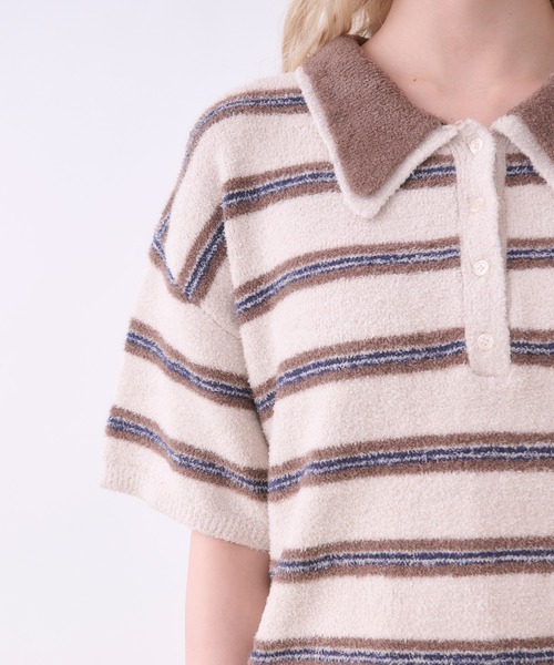パジャマ ルームウェア 「SET ITEM」border knit polo set up