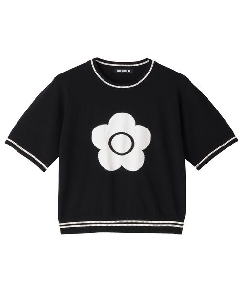 Mサイズ★マリークワント　ニットトップス　デイジーポロ　プルオーバー　ボーダー MARY QUANT（マリークヮント） tシャツ 半袖 マリークワント デイジー