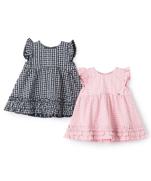 petit main チュニック ハートギンガムチュニック キッズ 子供服