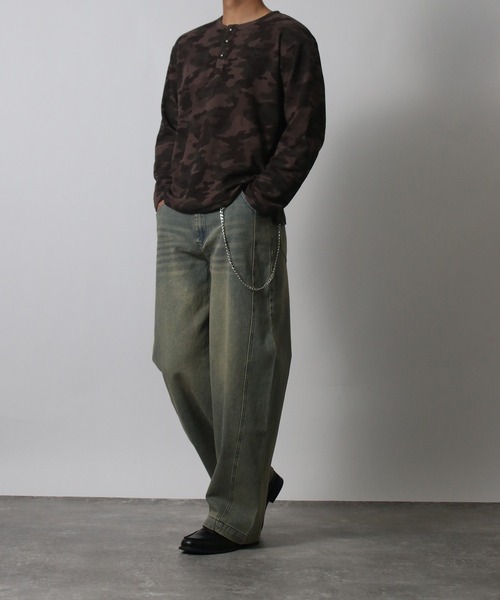 「NYLAUS」 長袖Tシャツ M グリーン メンズ_画像5