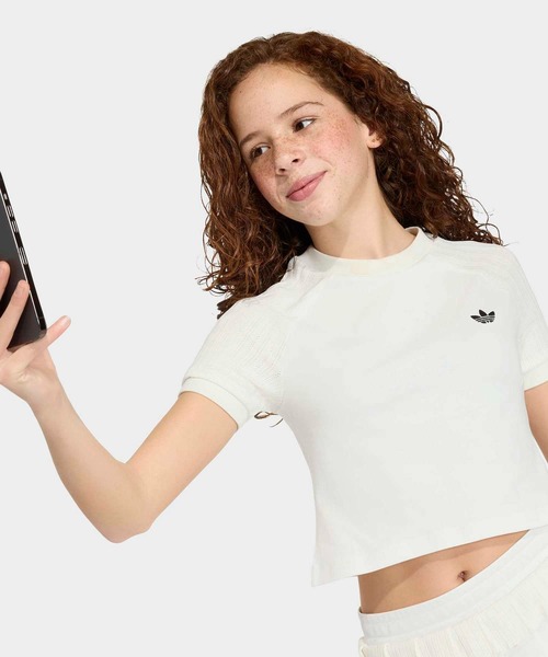 tシャツ スリム ニット スリーストライプス Tシャツ / アディダスオリジナルス adidas Originals キッズ 子供服 男の子 女の子の画像